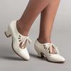 Estação Independente da Amazon Exportação Transfronteiriça Primavera 2025 Estilo Novo Europeu e Americano Recortes Salto Médio Cadarço Tamanho Grande Sapatos Casuais Femininos