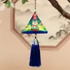 Saquinho do Festival do Barco-Dragão, Saquinho Triangular de Zongzi com Borla Bordado à Mão Estilo Chinês Tradicional, Saquinho de Artemísia para Bênçãos, Bolsinha Portátil