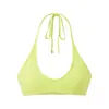Top Cropped Sexy Elegante Hot Girl com Amarração no Pescoço para Yoga Fitness Cor Sólida Curto com Decote U Sutiã Esportivo Triângulo
