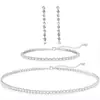 Joyería de Moda Popular Europea y Americana de Aliexpress, Aretes Gargantilla Sencillos Brillantes Incrustados de Diamantes, Lujo Accesible y Set de Collares Versátil