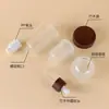 Botella cuentagotas de vidrio de alta gama con anillo de madera de haya de 30 ml con punta de goma, frasco de crema de 30 g, botella para set de productos de cuidado de la piel, personalizable