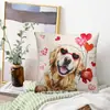 Divertido y Lindo Perro Golden Retriever Juego de Fundas de Almohada de Lino de Cuatro Piezas Amazon Comercio Exterior Juego de Fundas de Almohada Transfronterizas Decoración de Sofá