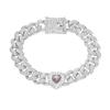 Pulseira Cubana de Hip-Hop Europeu e Americano com Diamantes Completos Joia Pulseira Cool de Coração Hiphop Moda Masculina Pulseira de Diamantes