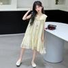 Vestido de Verão Sem Mangas para Meninas 2025 Novo Estilo para Meninas Mais Velhas, Vestido Regata Infantil Estilo Coreano, Vestido de Princesa de Verão