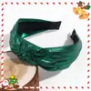 Faixa de Cabelo Cruzada Moda Simples Cor Sólida Brilhante Larga com Nó Versátil Série Vermelho e Verde de Natal Acessório de Cabelo