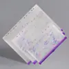 Bolsa de Hojas Sueltas Transparente con Cremallera y Agujeros de Lentejuelas A4A5A6 Bolsa para Documentos Impermeable Esmerilada Ecológica Bolsa para Documentos con Separadores