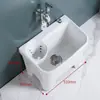 Fregadero de balcón para mopa con reposapiés, lavabo para fregar mopa, lavabo para mopa de suelo con desagüe lateral, con cesta de drenaje, drenaje automático, cerámica, otros
