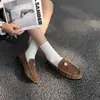 88-5 Mocasines Retro de Gamuza Exquisitos Decorados con Hebilla, Zapatos Cómodos y Versátiles