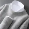 Amazon Suéter de Lana 100% Pura Engrosado de Doble Capa para Hombre, Cuello Semi-Alto, Suave, Pegajoso, Holgado, Suéter de Punto como Capa Base