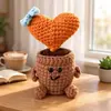 Adorno de Planta en Maceta Rosa Tejido a Mano Lindo con Manos y Pies Flor de Hilo Maceta Muñeca Decoración Creativa de Escritorio