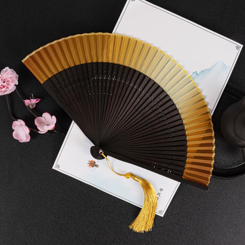 中国风结婚新娘拍照扇子道具渐变色舞蹈中式汉服旗袍古风晨拍折扇