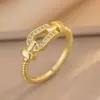 Anillo Exquisito Super Brillante de Circonita para Niñas, Lujo Accesible y Anillo de Apertura Ajustable de Gama Alta, Baño de Oro Real Simple