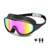 Gafas de natación para adultos con marco grande electrochapado transfronterizo personalizadas para hombres y mujeres, impermeables antivaho de alta definición con tapones para los oídos integrados