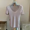 Camiseta de manga corta ajustada con cuello en U para mujer, nuevo estilo verano 2026, rejuvenecedora, adelgazante, con bloques de color, con volantes, top casual y elegante