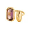 Anillos de Zirconia Transfronterizos Europeos y Americanos para Mujer, Lujo Ligero, Sensación de Alta Gama, Anillos Abiertos de Cobre Estilo Ins, Anillos para Dedo Índice Personalizados al por Mayor