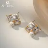 Pendientes Aitong Jewelry con Diseño de Perla y Diamante, Elegantes y Sencillos, Delicados y Sofisticados, Pendientes de Gama Alta de Nicho y Refinados