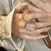 Anillo de personalidad exagerada hueco redondo liso dorado estilo ins europeo y americano anillo de diseño de nicho anillo anillo anillo