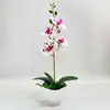 Orquídea Phalaenopsis Artificial com 4 Flores em um Vaso, Arranjo de Flores Artificiais, Flor Artificial de Toque Realista, Ornamento para Decoração de Casa