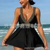 2025 Nuevo Estilo Otoño Europeo y Americano Sexy Estampado Color Contrastante Cómodo Sin Varillas Traje Dividido Bikini