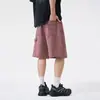 Shorts Jeans de Lenhador Estilo Americano para Homens, Shorts de Cinco Pontos Soltos Retro de Verão com Múltiplos Bolsos, Calças Casuais de Comprimento Médio para Homens