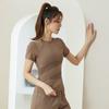 Transfronterizo Nuevo Deportivo Manga Corta para Mujer Secado Rápido Cuello Redondo Ropa para Correr Entrenamiento Fitness Transpirable Ropa de Yoga Camiseta de Verano Verano