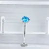 Aleación de Titanio Astmf-136 Bisel de Tres Garras Zircón Barra Curva Anillo para Ombligo G23 Titanio Rosca Interna Zircón Perforación Joyería para Ombligo