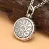 Yuhong 2024 Nuevo Colgante de Collar con Mantra de Seis Caracteres Retro Redondo Antiguo Estilo Étnico Personalizado Joyería Dominante