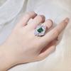 Celebrante on-line Live Hot Selling New Product Simulation Emerald Tourmaline Open Ring Female Luxury Princess Square Full Diamond Ring