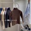 Suéter Suave Ceroso Cálido Tejido para Niños y Niñas Otoño e Invierno Suéter de Cuello Alto Bebé Color Sólido Combinable Camisa Base Tejida para Niños