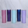 Taza Recta de Acero Inoxidable de Doble Pared para Cerveza Termo al Vacío 20oz con Pintura Arcoíris 304skiny Taza para Coche
