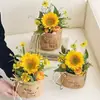 Día del MaestroBolso Vintage de Piel de Vaca Ramo de Girasoles Bolso Impermeable Suministros Florales DIY Al Por Mayor