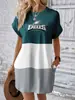 Vestido de Moda Nuevo de Verano para Mujer Sudadera Larga de Cuello Redondo de Equipo de la NFL 211 Vestido Elegante Europeo y Americano