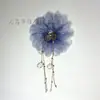 Cadena de Pinza para el Cabello Grande Autoadhesiva con Borla de Concha y Pétalos de Peonía Accesorios para el Cabello DIY Pinza de Tiburón Pinza para el Cabello de Estilo Antiguo para Mujeres