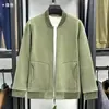 Jaqueta de trabalho de fleece estilo japonês para homens, blusa lapel moderna de caimento solto para primavera/outono, roupa casual estilo americano para casais