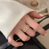 Anillo Nuevo de Plata 925 de Moda para Mujer, Simple y Versátil, Apilable, Anillo Abierto Ajustable, Anillo para Dedo Índice Estilo Ins de Celebridad de Internet