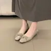 Zapatos Planos de Cuero Suave sin Cordones, Punta Cuadrada con Lazo, Aumentadores de Altura para Mujer, Estilo Elegante, para Viajar