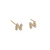 Aretes de diamantes con la letra H para mujer, aretes nuevos de moda y únicos de lujo ligero de celebridad de internet, accesorios para orejas de moda con diseño de nicho
