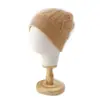 Nuevo gorro de otoño e invierno 100% cachemir, turbante de punto trenzado en forma de diamante, gorro cálido protector para las orejas, gorro versátil de punto de cachemir