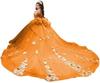 Vestido de Noiva de Renda Off-shoulder com Cauda Vestido de Festa de Aniversário Cerimônia Adulto Vestido de Princesa Vestido Floral Tridimensional