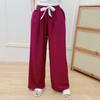 Pantalones de Pijama de Algodón Seda para Mujer Verano Nuevo Color Sólido Cintura Alta Candy Pierna Ancha Delgados Bolsillo Pantalones Exteriores