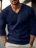 Ropa de punto para hombre de Europa y América, nueva para otoño e invierno, cuello en V, ajustada, fina, de manga larga, suéter para hombre, camisa base