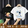Camiseta de Verano para Niños de Algodón Puro de Manga Corta 2026 Nuevo Verano Estampado de Dibujos Animados Holgada para Estudiantes Jóvenes y Mayores