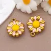 Pingente de Aço Inoxidável Folha de Rosa Girassol com Gotejamento de Óleo Lado Único e Duplo Pingente Acessórios para Pulseira Brincos Joias DIY