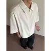 Camisa Masculina de Manga Curta com Textura Listrada 2025 Verão Novo Estilo High-End Fresca Moderna Solta Meia Manga Moda