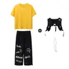 Ropa Infantil Trendy de Street Dance para Niños y Niñas Hip-Hop Genial Elegante Marca Trendy Hip-Hop Chaleco Conjunto de Tres Piezas Conjunto de Ropa para Actuaciones Callejeras