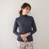 Camisa Japonesa Base para Casa 40 Tejido Modal Traje Cuello Alto Manga Murciélago Top Slim Camiseta Color Caramelo