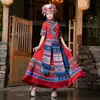 Roupas Étnicas Zhuang de Guangxi, Trajes de Performance Étnica de Março, Trajes de Performance de Minorias, Saia Longa Bordada em Brocado Zhuang para Adultos