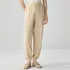 100% cachemira pura, estilo relajado, cintura media-alta, cintura con cordón, pantalones casuales cálidos de punto para mujer, pants deportivos versátiles con puños