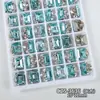 Acessórios de strass para nail art acabamento sem base azul marinho ultra brilhante, strass para decoração de unhas em formato irregular de luxo leve, quadrado gordinho, ovo de pombo