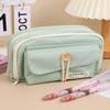 Estojo de Lápis com Botão Estilo Japonês Grande Capacidade Caixa de Papelaria Escola Primária Ginásio Estilo Ins Simples Ensino Médio Bolsa de Papelaria